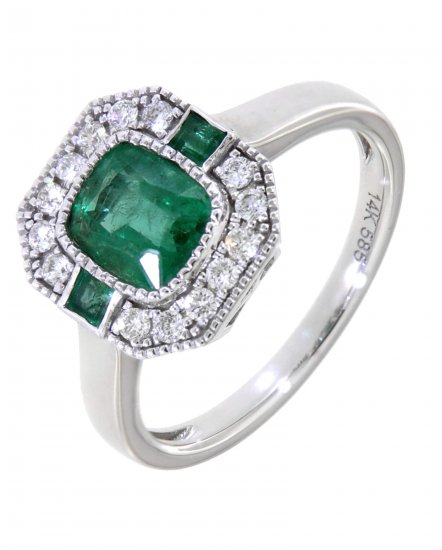 CUSHION EMERALD DIAMOND RING (TR3492)